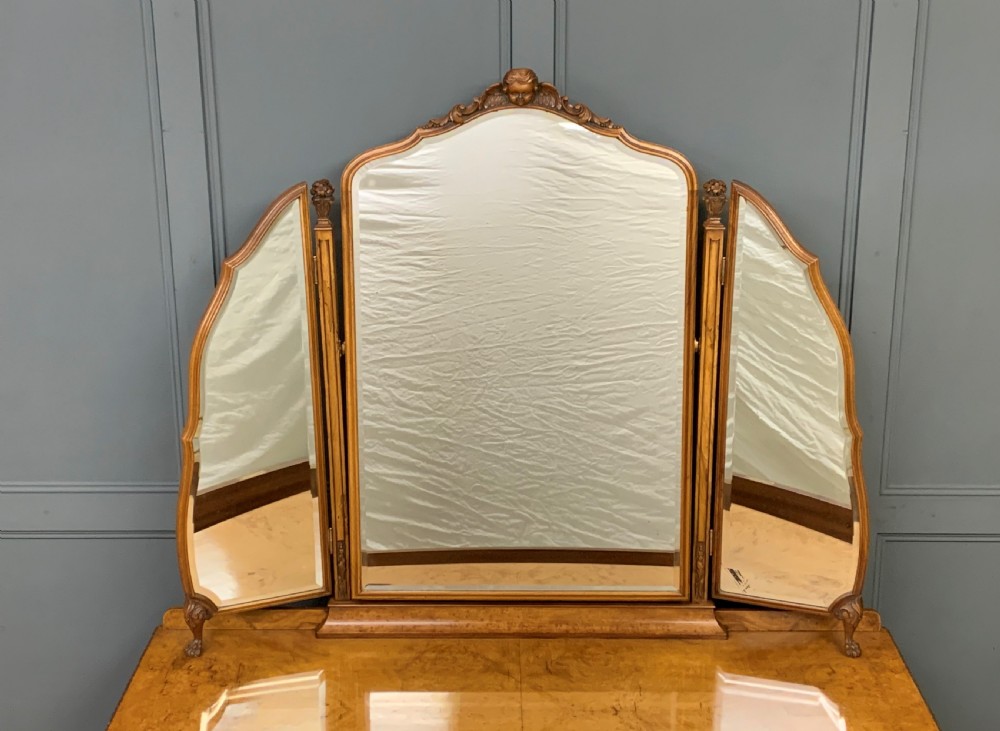 Queen Anne Style Burr Walnut Dressing Table and Stool View VII