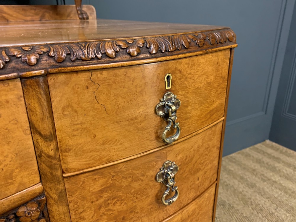 Queen Anne Style Burr Walnut Dressing Table and Stool View XI