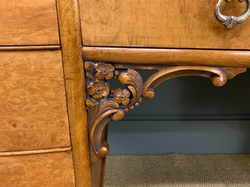 Queen Anne Style Burr Walnut Dressing Table and Stool View XIII