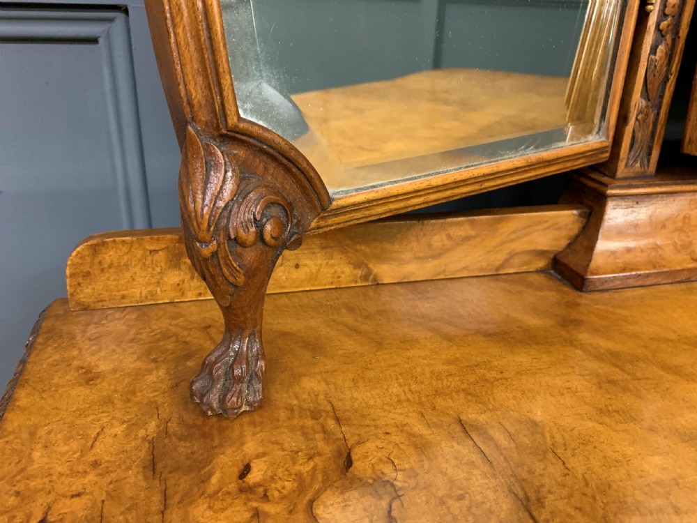 Queen Anne Style Burr Walnut Dressing Table and Stool View XV