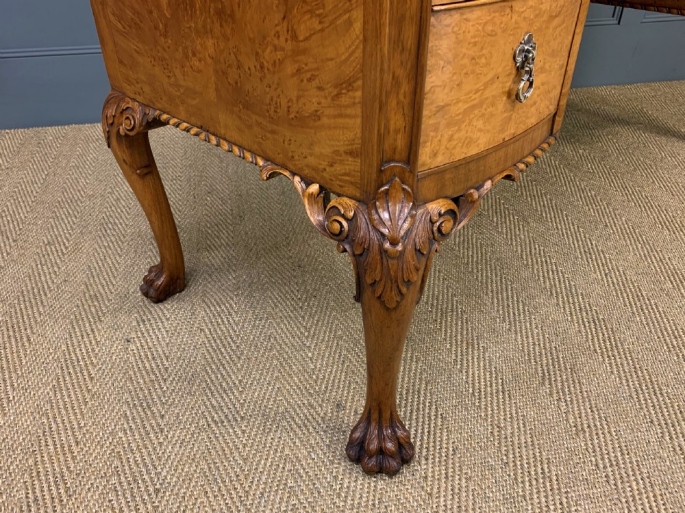 Queen Anne Style Burr Walnut Dressing Table and Stool View XIX