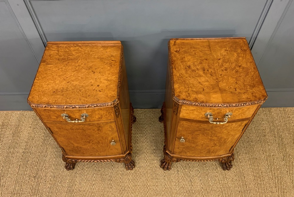 Pair of Burr Walnut Bedside Cupboards View II