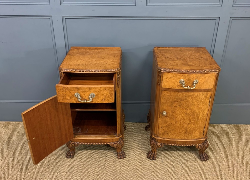 Pair of Burr Walnut Bedside Cupboards View III