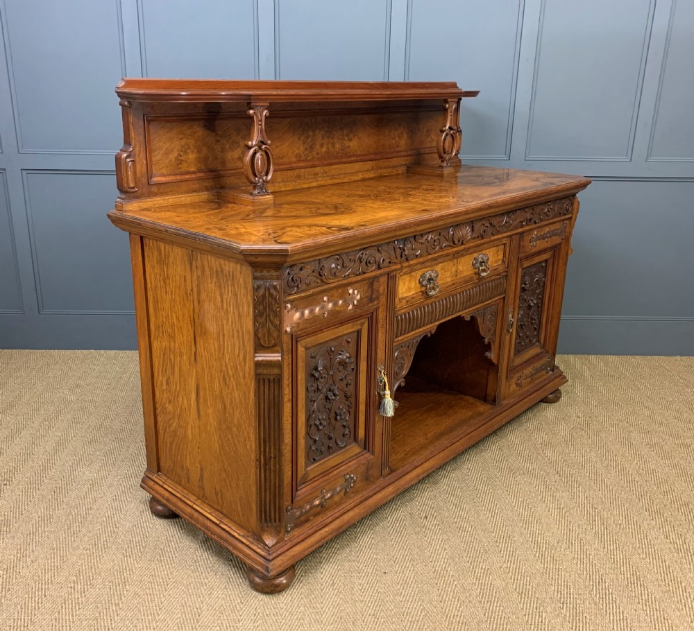 Impressive Scottish Victorian Burr Walnut Sideboard View V