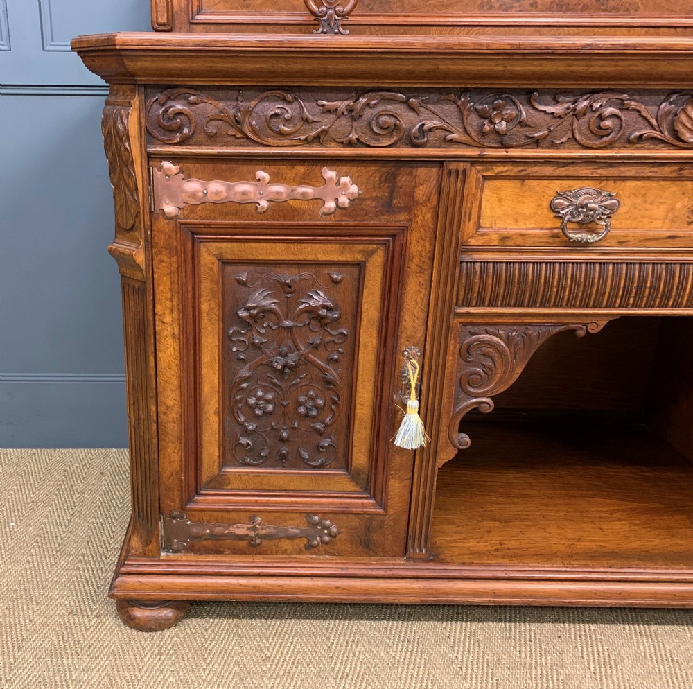 Impressive Scottish Victorian Burr Walnut Sideboard View VI