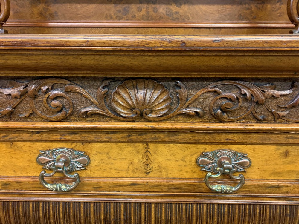 Impressive Scottish Victorian Burr Walnut Sideboard View XIII