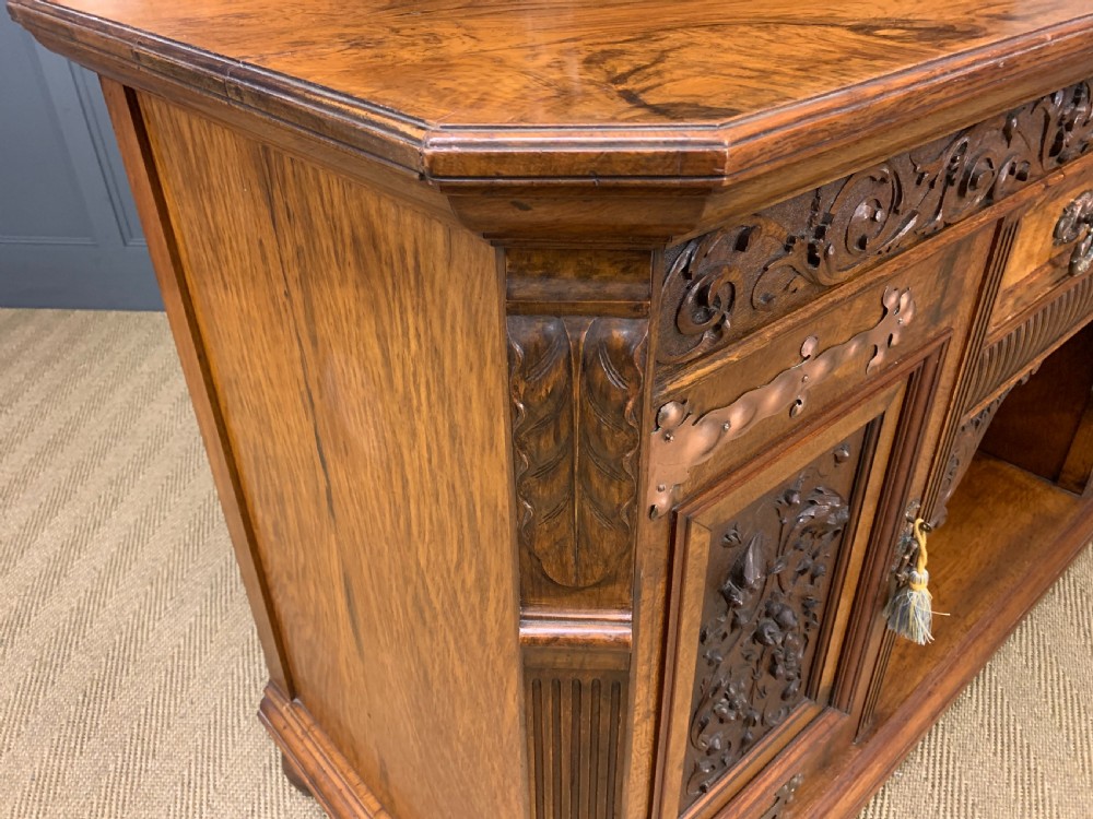 Impressive Scottish Victorian Burr Walnut Sideboard View XV