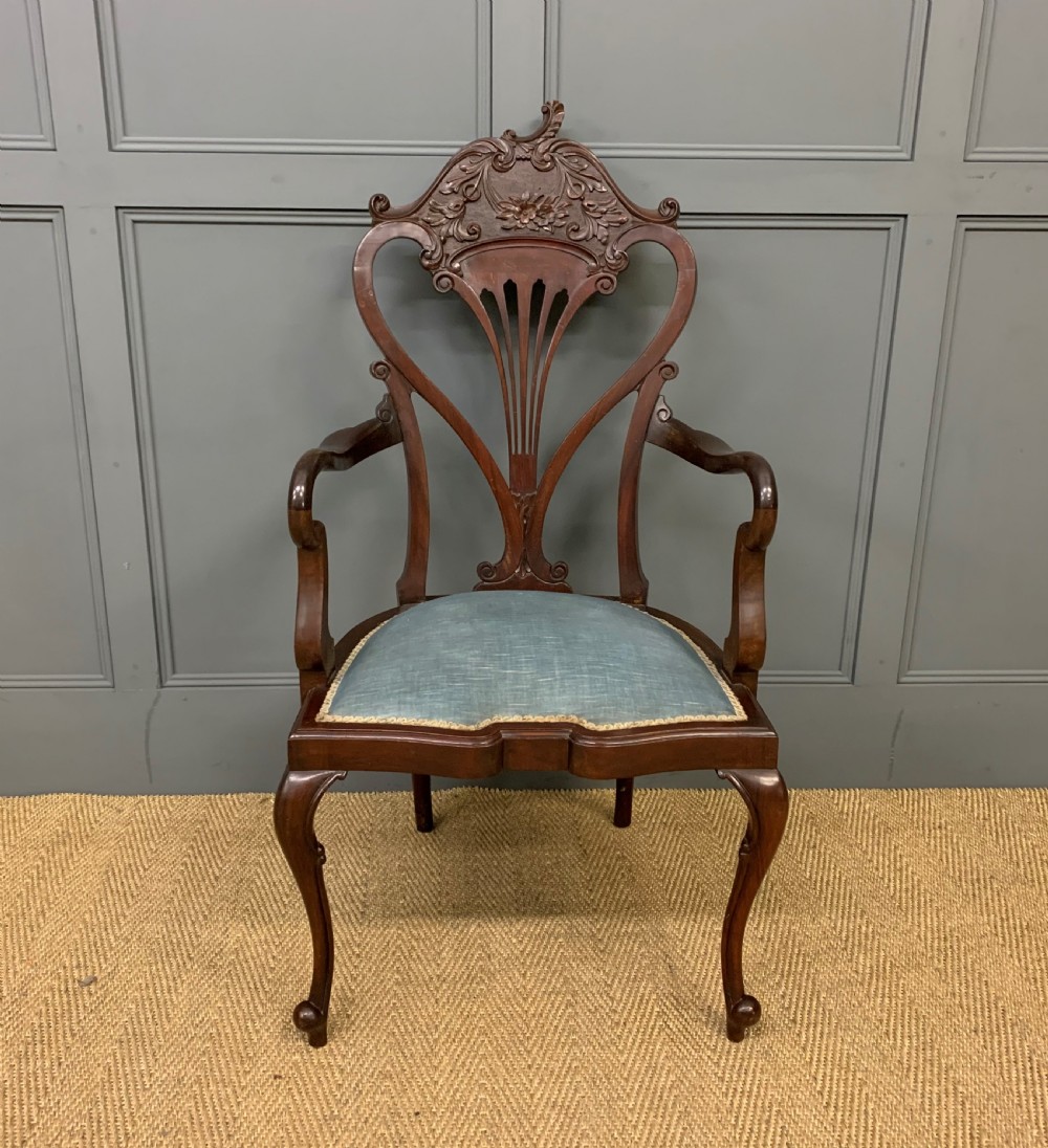 Victorian Carved Mahogany Armchair