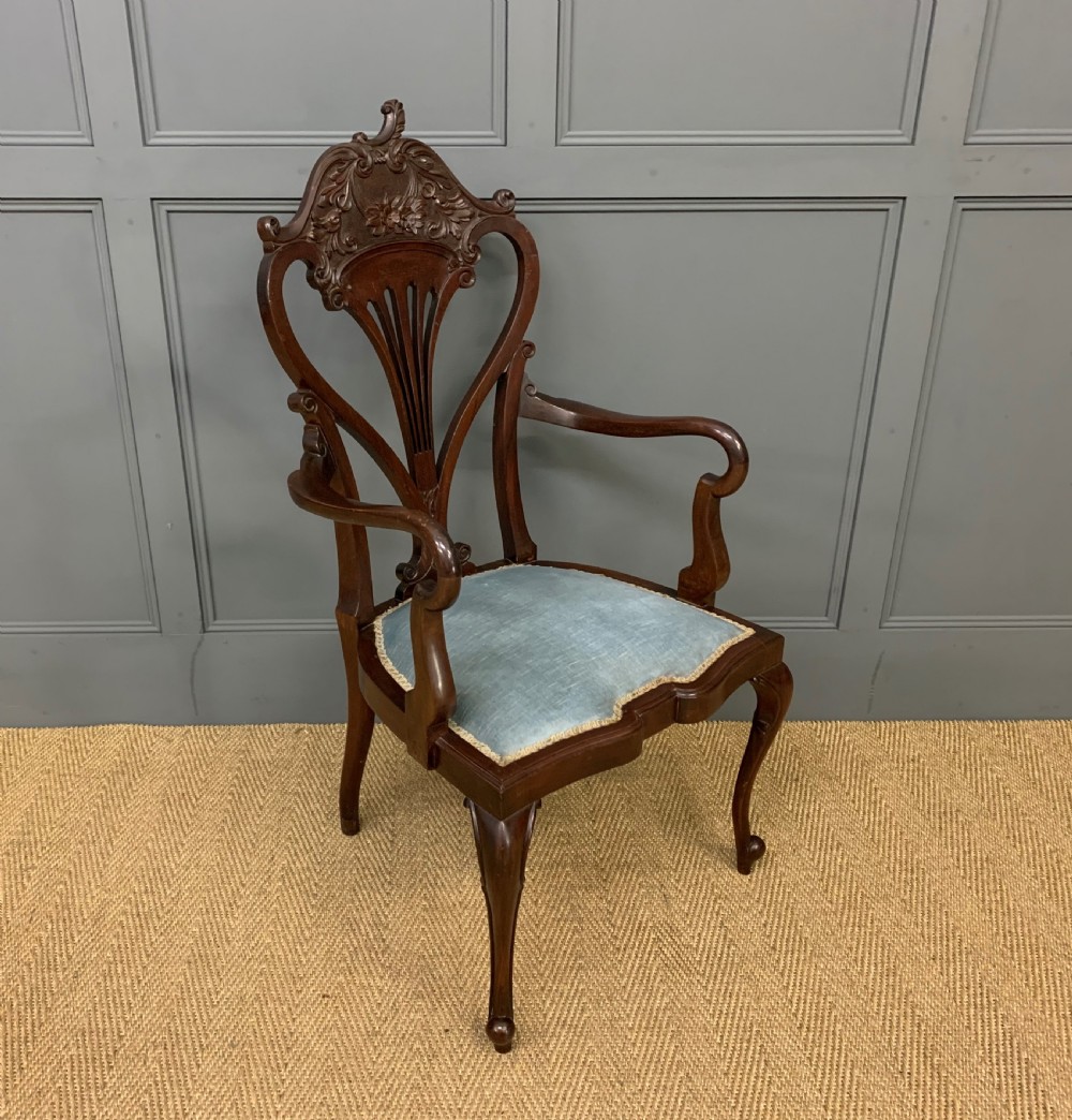 Victorian Carved Mahogany Armchair View IV