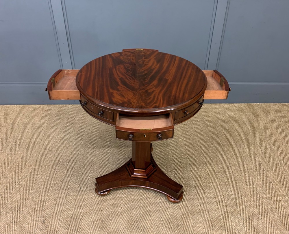 William IV Flame Mahogany Drum Table View VIII