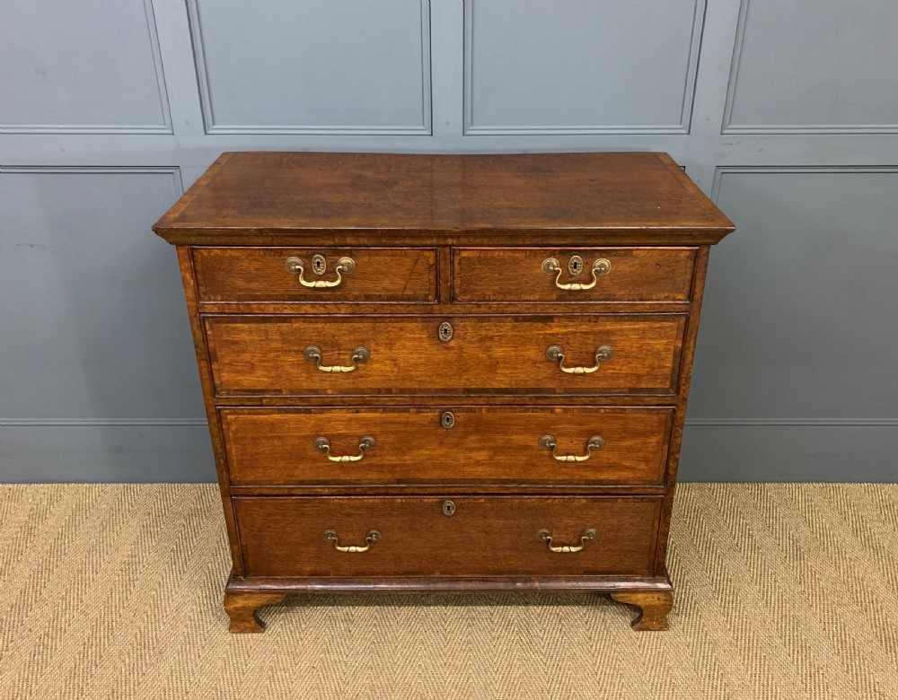 Georgian Cross Banded Oak Chest of Drawers