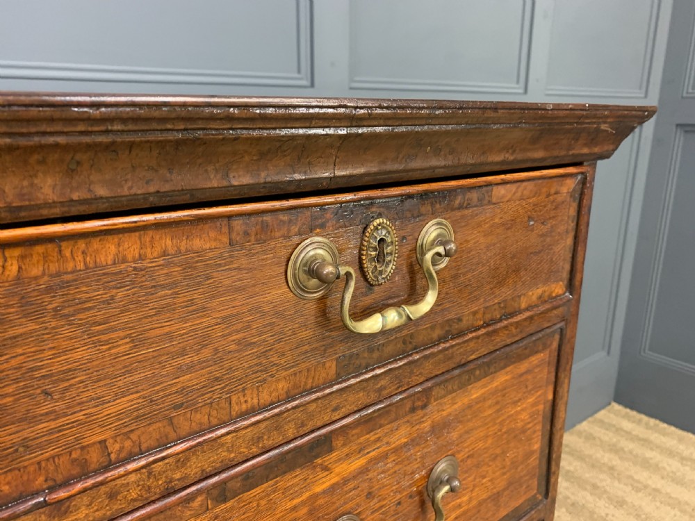 Georgian Cross Banded Oak Chest of Drawers View II