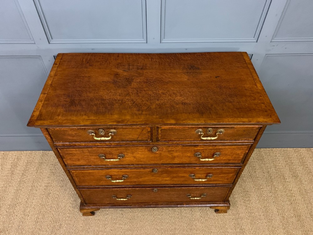Georgian Cross Banded Oak Chest of Drawers View III