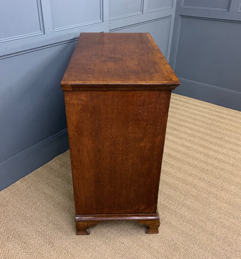 Georgian Cross Banded Oak Chest of Drawers View X