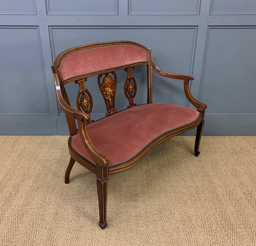 Edwardian Inlaid Mahogany Settee