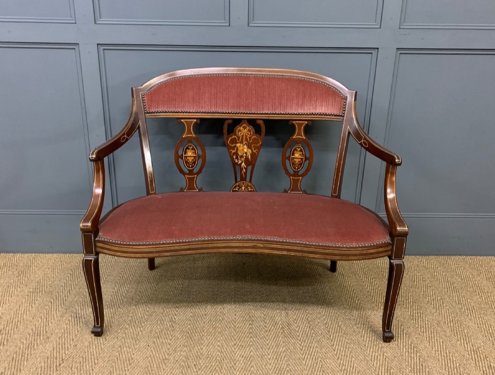 Edwardian Inlaid Mahogany Settee View II