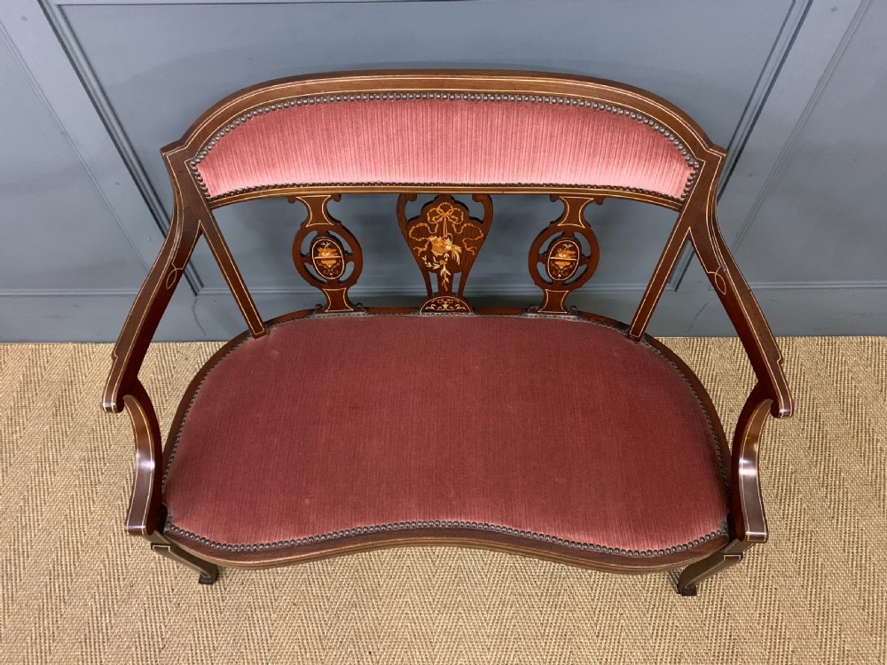 Edwardian Inlaid Mahogany Settee View III