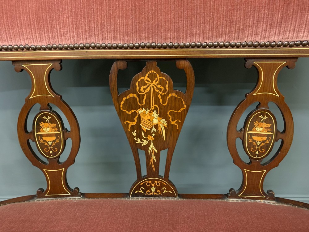 Edwardian Inlaid Mahogany Settee View IV
