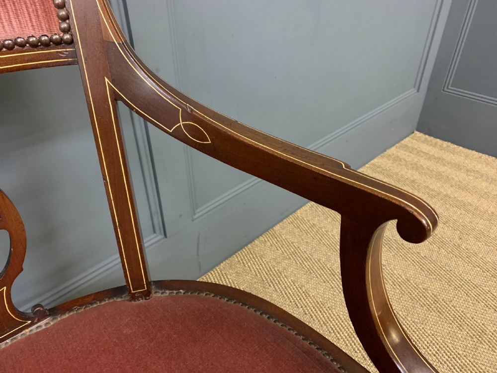 Edwardian Inlaid Mahogany Settee View V