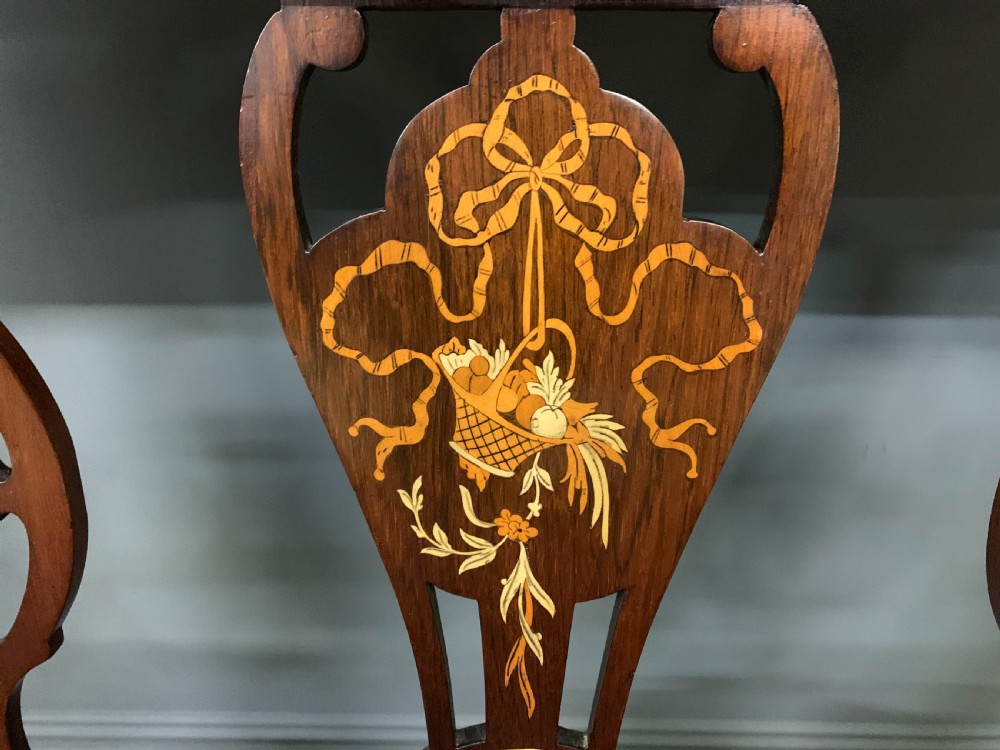 Edwardian Inlaid Mahogany Settee View VII