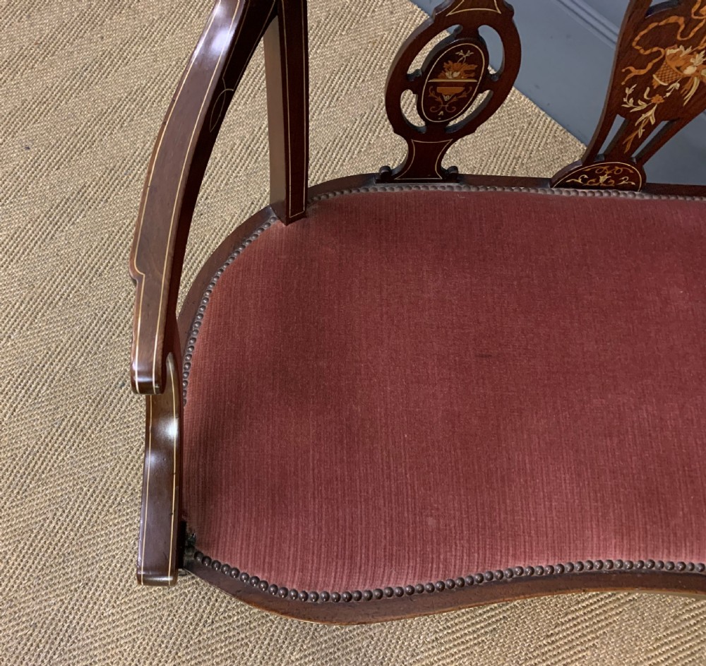 Edwardian Inlaid Mahogany Settee View X