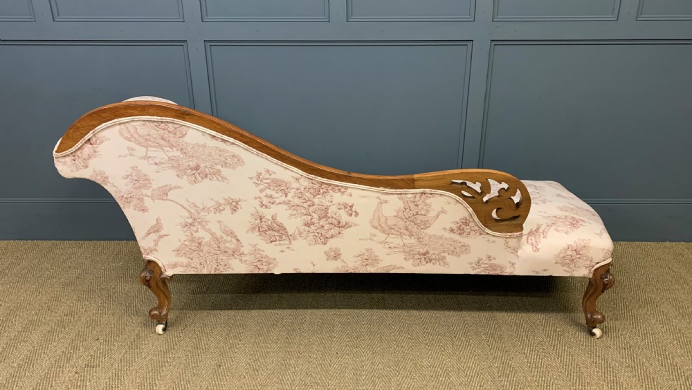 Victorian Walnut Scroll End Chaise Longue View V