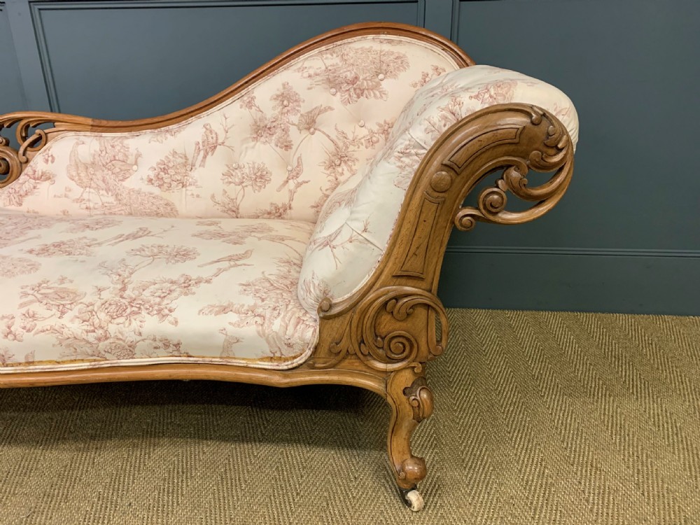 Victorian Walnut Scroll End Chaise Longue View VIII