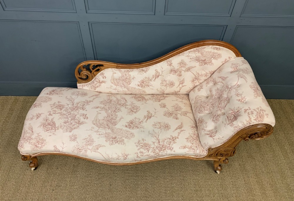 Victorian Walnut Scroll End Chaise Longue View IX