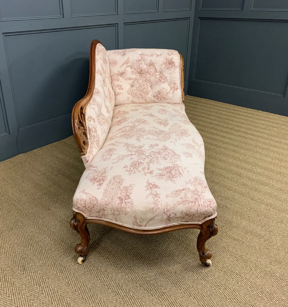 Victorian Walnut Scroll End Chaise Longue View X