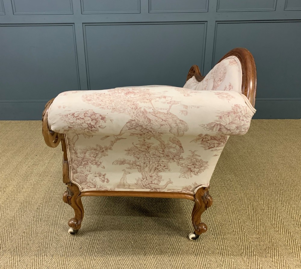 Victorian Walnut Scroll End Chaise Longue View XIII