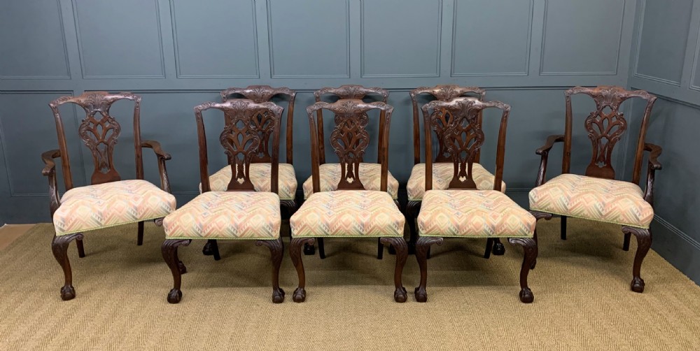 Set of 8 Chippendale Style Mahogany Dining Chairs View VII