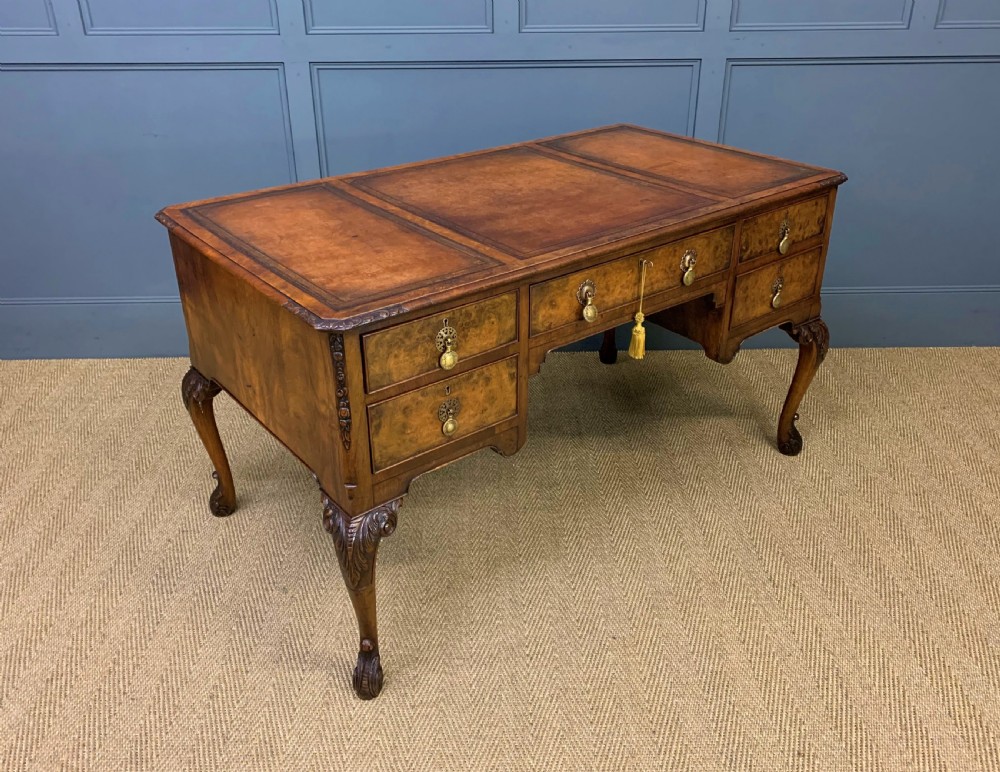 Queen Anne Style Burr Walnut Writing Desk
