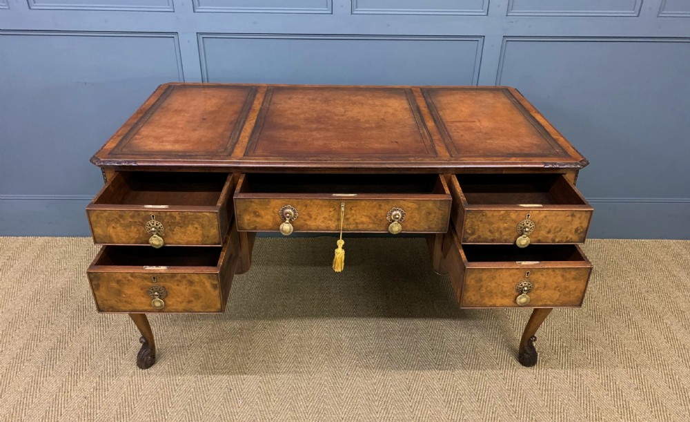 Queen Anne Style Burr Walnut Writing Desk View III