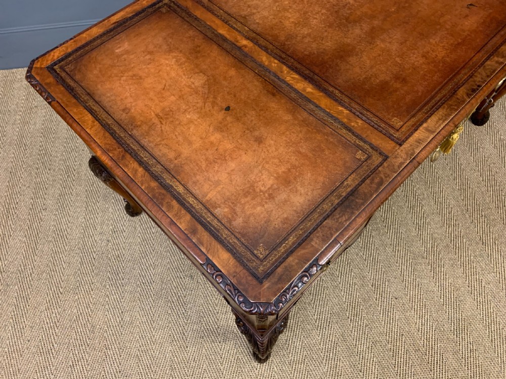 Queen Anne Style Burr Walnut Writing Desk View IV