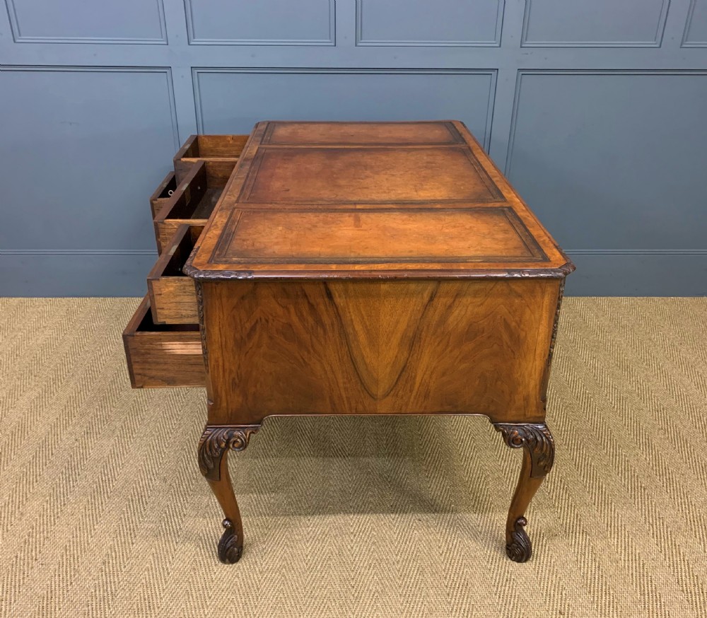 Queen Anne Style Burr Walnut Writing Desk View V