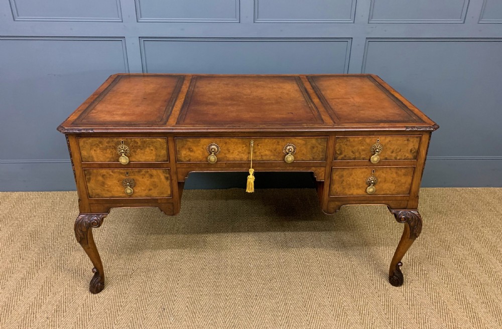 Queen Anne Style Burr Walnut Writing Desk View VI