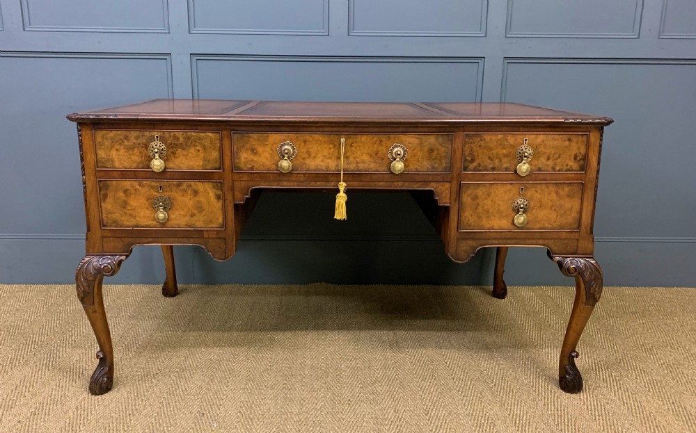 Queen Anne Style Burr Walnut Writing Desk View VII