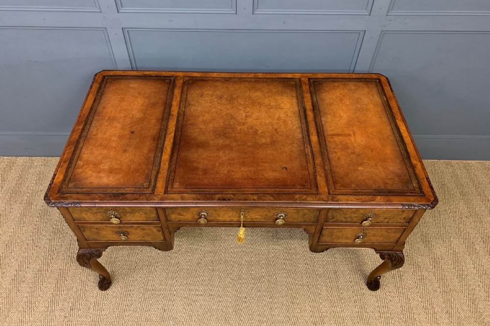 Queen Anne Style Burr Walnut Writing Desk View XI