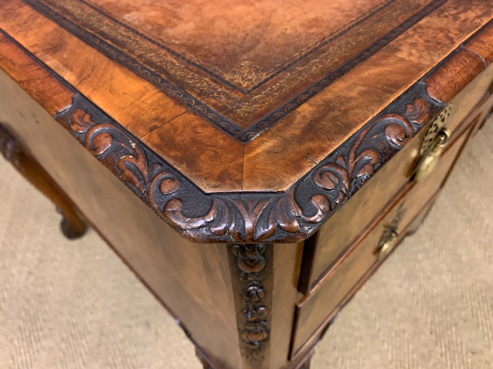 Queen Anne Style Burr Walnut Writing Desk View XV