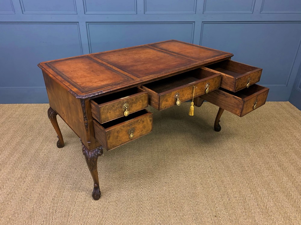 Queen Anne Style Burr Walnut Writing Desk View XVII