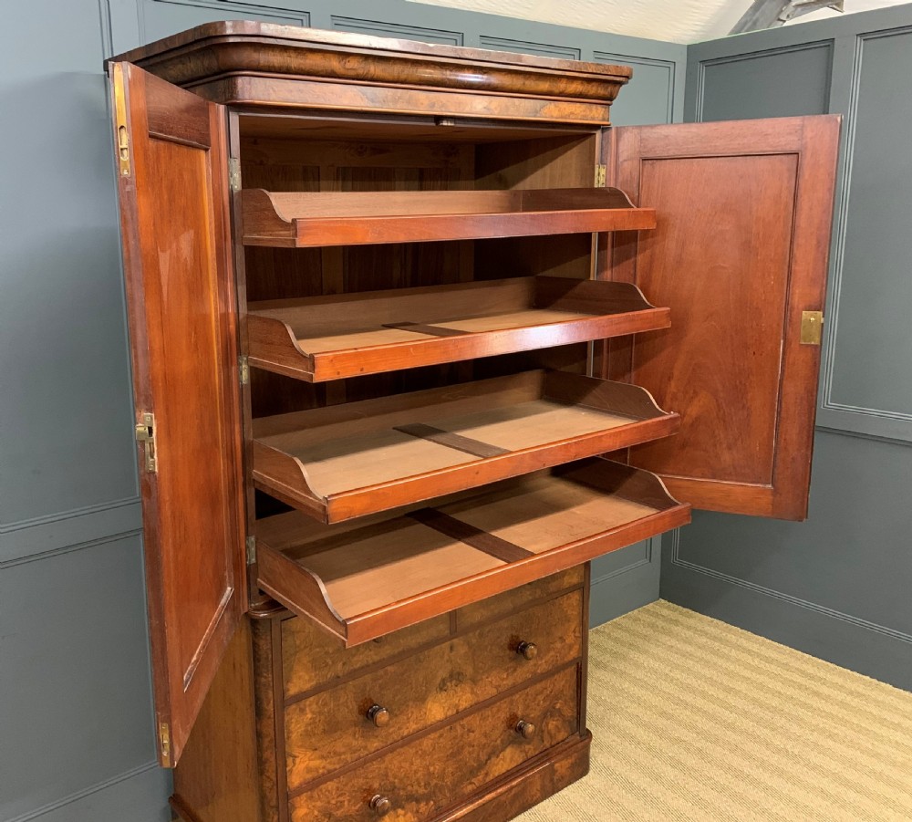 Victorian Burr Walnut Linen Press View II