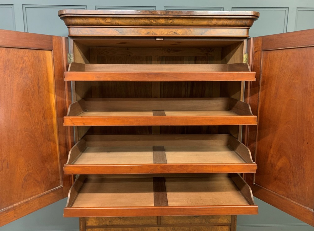 Victorian Burr Walnut Linen Press View VIII