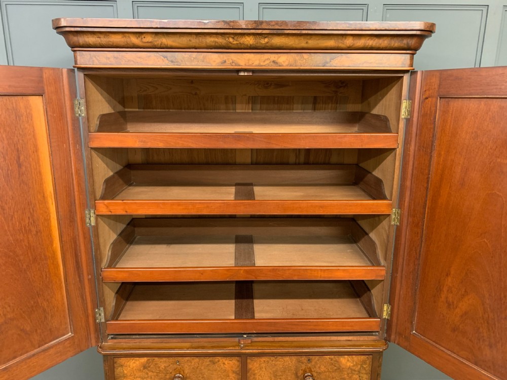 Victorian Burr Walnut Linen Press View X