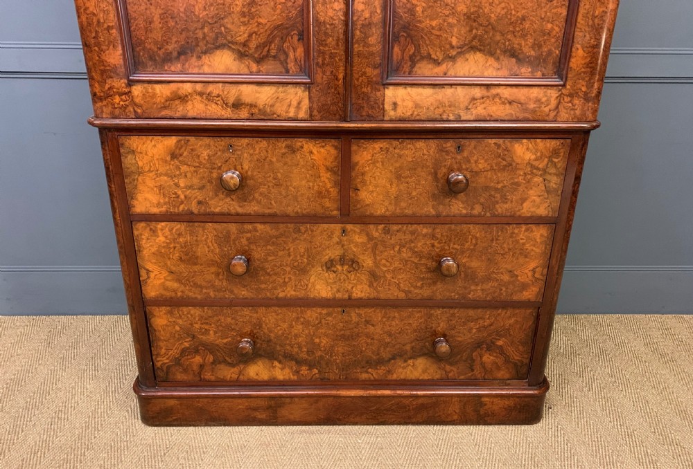 Victorian Burr Walnut Linen Press View XI