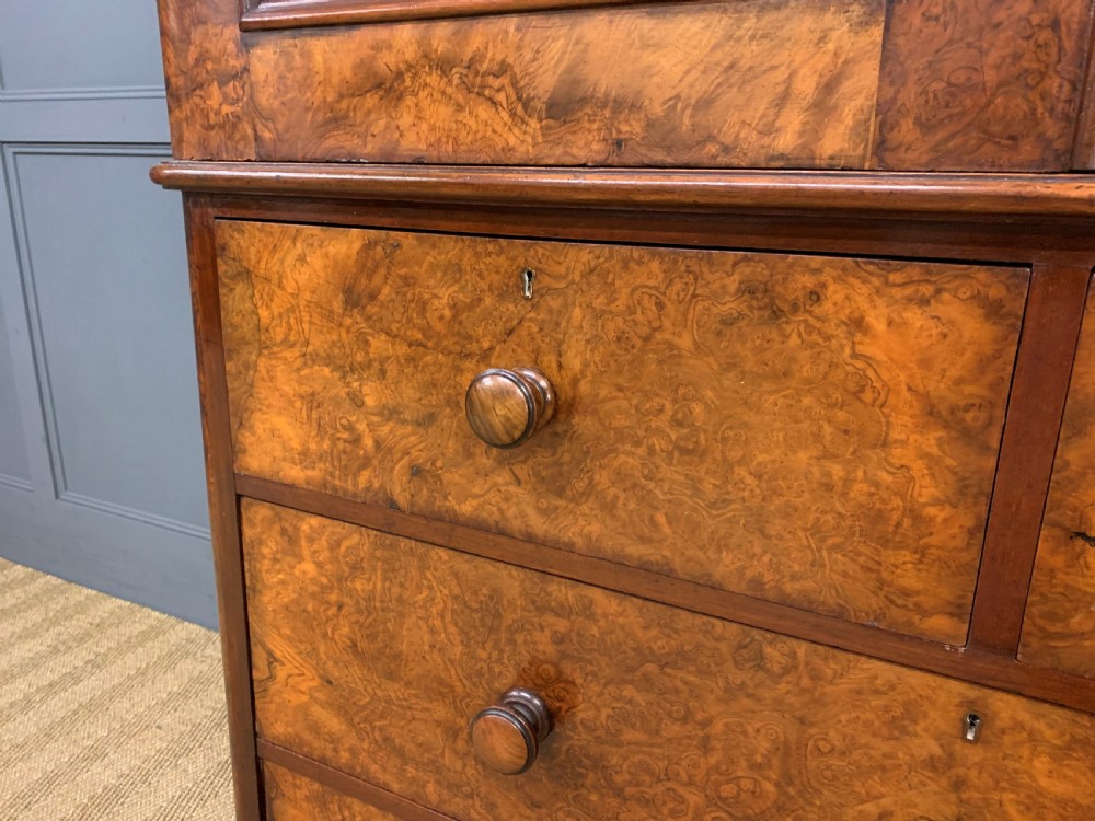 Victorian Burr Walnut Linen Press View XIV