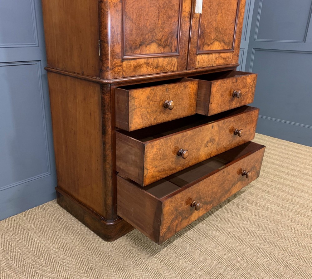 Victorian Burr Walnut Linen Press View XVII