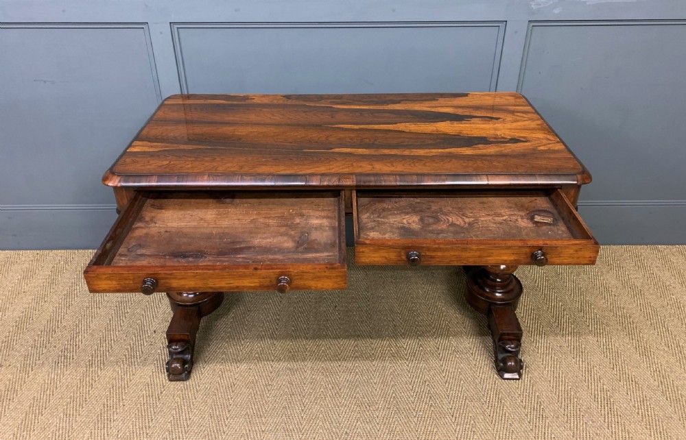 Early Victorian Rosewood Library Table View IV