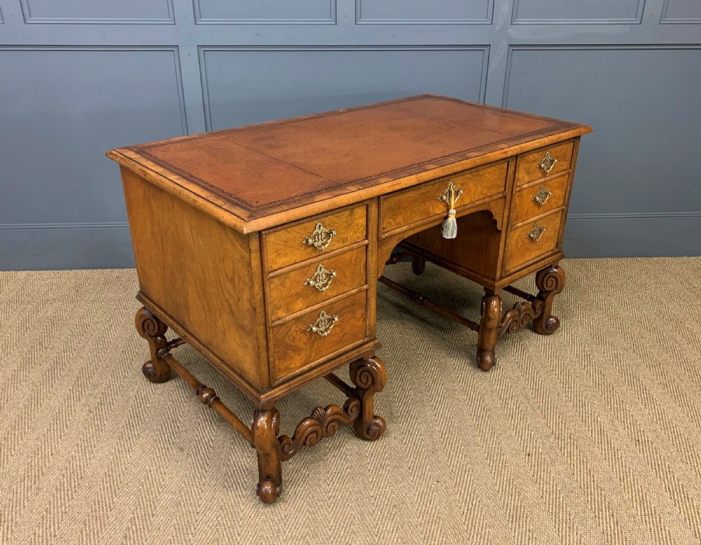 Burr Walnut Carolean Style Writing Desk View III