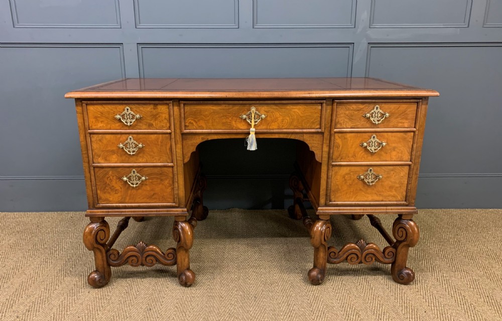Burr Walnut Carolean Style Writing Desk View VI