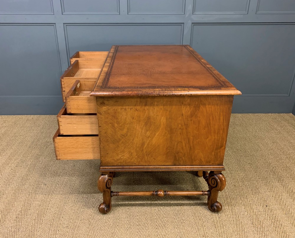 Burr Walnut Carolean Style Writing Desk View XVI